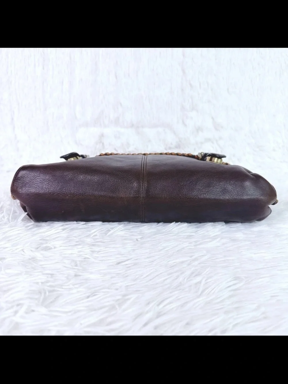 Mulberry Dark Brown Leather Messenger Bag with Whipstitch Trim